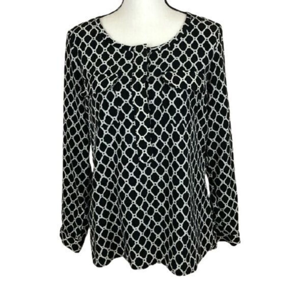 GAP Black and White Button Front Blouse SMALL